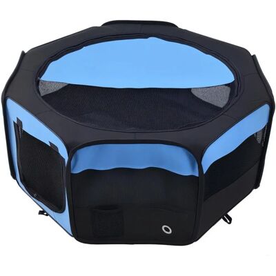 HOMCOM PawHut Fabric Pet Playpen - 8-Panel Mesh Puppy Dog Pen - Blue HOMCOM PawHut Fabric Pet Playpen - 8-Panel Mesh Puppy Dog Pen - Blue
