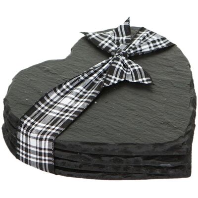 Selbrae House 4 Slate Coasters Heart Gift Boxed Dark Grey - Coasters Selbrae House 4 Slate Coasters Heart Gift Boxed Dark Grey - Coasters
