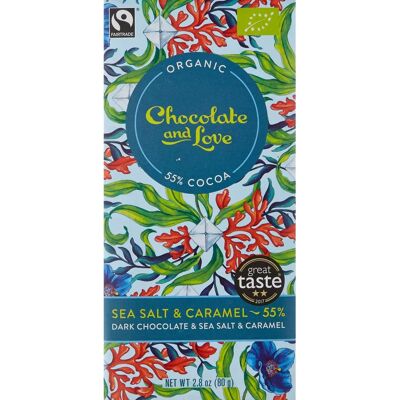 Chocolate and Love Økologisk 55% Mørk Sjokolade, Sjøsalt & Karamell - Chocolate and Love Chocolate and Love Økologisk 55% Mørk Sjokolade, Sjøsalt & Karamell - Chocolate and Love