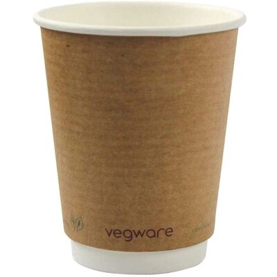 Vegware 8oz Double Wall Kraft Brown Cup - Coffee Cup Vegware 8oz Double Wall Kraft Brown Cup - Coffee Cup