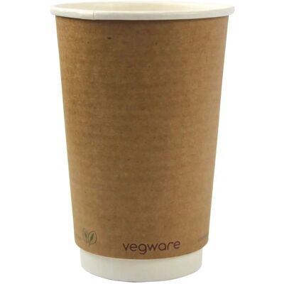 Vegware 16oz Double Wall Kraft Brown Cup - Hot Drink Cup Vegware 16oz Double Wall Kraft Brown Cup - Hot Drink Cup