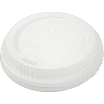 Vegware 12oz White Compostable Hot Cup Lid - Hot Cup Lid Vegware 12oz White Compostable Hot Cup Lid - Hot Cup Lid
