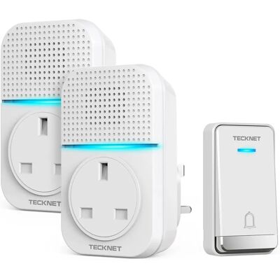 TeckNet Self-Powered Twin Wireless Doorbell - Waterproof IP65 - No Battery TeckNet Self-Powered Twin Wireless Doorbell - Waterproof IP65 - No Battery