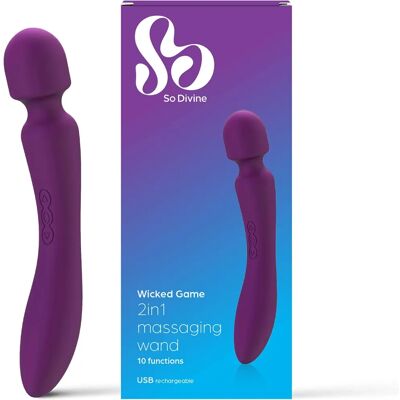 So Divine Wicked Game 2in1 Massaging Wand - Vibrator, Purple So Divine Wicked Game 2in1 Massaging Wand - Vibrator, Purple
