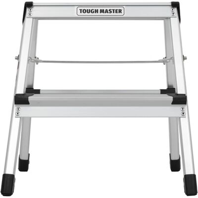 Tough Master TM FSS2 - Double-Sided Folding Step Ladder - Aluminium, 20x33.5cm, 150kg Capacity Tough Master TM FSS2 - Double-Sided Folding Step Ladder - Aluminium, 20x33.5cm, 150kg Capacity