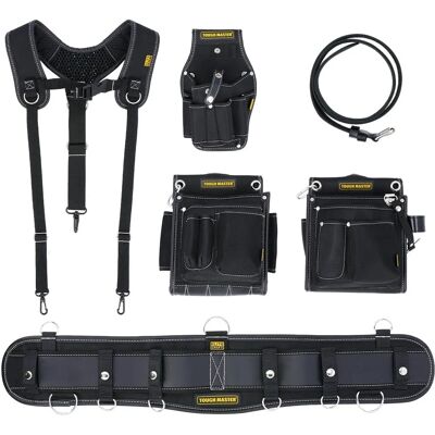 Tough Master Tool Pouch Set - Leather Work Belt - 28 Pockets Tough Master Tool Pouch Set - Leather Work Belt - 28 Pockets