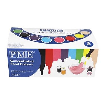 Conjunto de corantes alimentares PME 8 cores - 200g Conjunto de corantes alimentares PME 8 cores - 200g