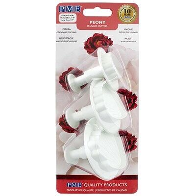 PME Peony PY504 - Juego de 3 cortadores de peonía, Blanco PME Peony PY504 - Juego de 3 cortadores de peonía, Blanco