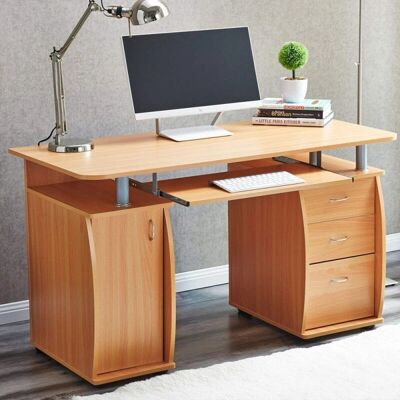 RayGar Deluxe Computer Desk - Beech - Cabinet & 3 Drawers RayGar Deluxe Computer Desk - Beech - Cabinet & 3 Drawers