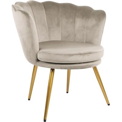 Fauteuil d'appoint RayGar Genesis Flora - Dossier en velours en forme de pétale Taupe - Publicité Fauteuil d'appoint RayGar Genesis Flora - Dossier en velours en forme de pétale Taupe - Publicité