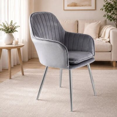 Genesis - Muse Accent Chair - Grey - Velvet - Accent Chair Genesis - Muse Accent Chair - Grey - Velvet - Accent Chair