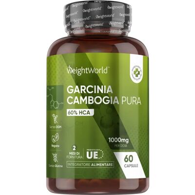 Garcinia Cambogia Pura 60% HCA 1000 mg - Integratore naturale per la perdita di peso - Vegano Garcinia Cambogia Pura 60% HCA 1000 mg - Integratore naturale per la perdita di peso - Vegano