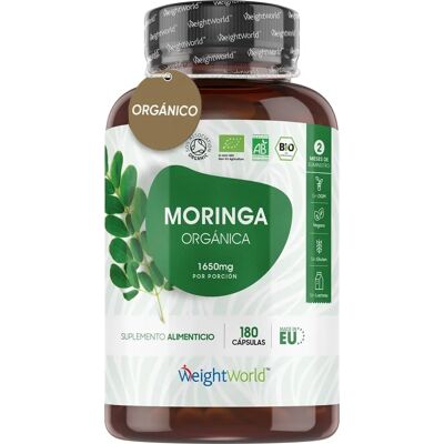 WeightWorld Orgânica Moringa 1650mg Cápsulas - 180 Folhas Veganas - Certificado Soil WeightWorld Orgânica Moringa 1650mg Cápsulas - 180 Folhas Veganas - Certificado Soil
