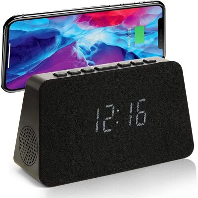Grouptronics GTQ-RENEW Wireless Charging Alarm Clock Radio - Black Grouptronics GTQ-RENEW Wireless Charging Alarm Clock Radio - Black