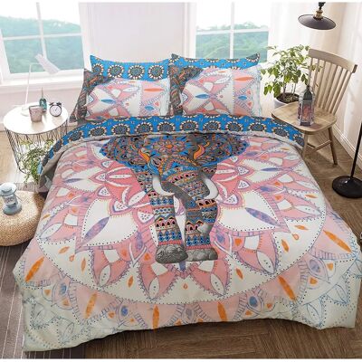 Set de housse de duvet Mandala avec éléphants réversible Set de housse de duvet Mandala avec éléphants réversible