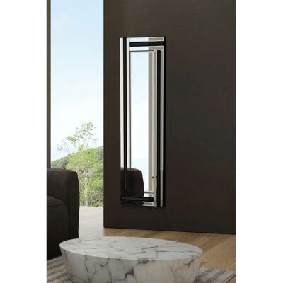 Unknown Model Large Modern Black Silver All Glass Wall Mirror - 120x40cm Unknown Model Large Modern Black Silver All Glass Wall Mirror - 120x40cm