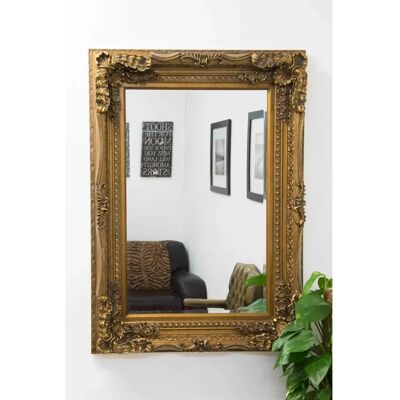 Gold Vintage Wall Mirror - Rectangular 4ft x 3ft - Antique Style Gold Vintage Wall Mirror - Rectangular 4ft x 3ft - Antique Style