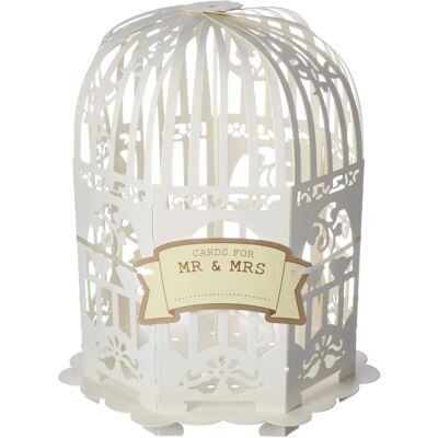 Ginger Ray Boîte à Livre d'Or en Cage à Oiseaux Blanche - Mariage & Fête Ginger Ray Boîte à Livre d'Or en Cage à Oiseaux Blanche - Mariage & Fête