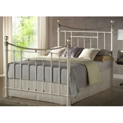 Birlea Bronte Cream Brass Double Bed - Bed Frame Birlea Bronte Cream Brass Double Bed - Bed Frame