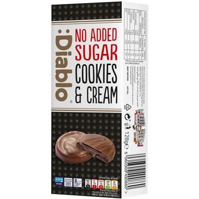 Diablo Dark Chocolate Cookies & Cream - Cookies - 128g Diablo Dark Chocolate Cookies & Cream - Cookies - 128g