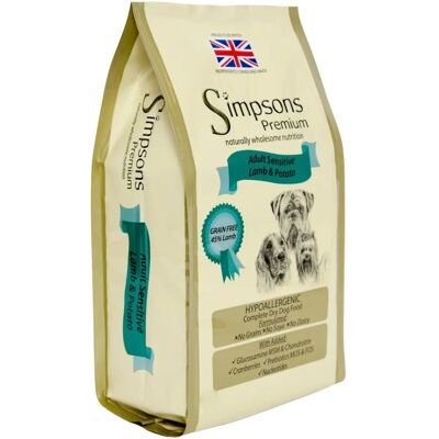 Cibo per cani sensibile di Simpsons Premium agnello & patate - 12kg Cibo per cani sensibile di Simpsons Premium agnello & patate - 12kg