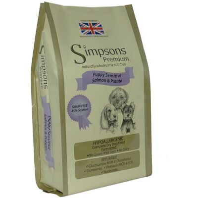 Simpsons Premium Cucciolo Sensibile Salmone & Patate - Senza cereali, Ipoallergenico, 12kg Simpsons Premium Cucciolo Sensibile Salmone & Patate - Senza cereali, Ipoallergenico, 12kg