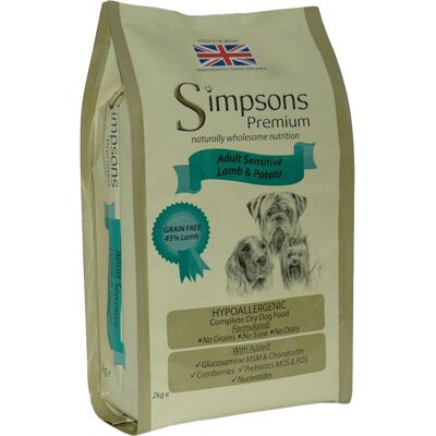 Simpsons Premium Lamb & Potato Dog Food - Sensitive, 2kg Simpsons Premium Lamb & Potato Dog Food - Sensitive, 2kg