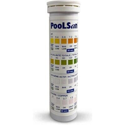 POOLSAN - 25 tests - Cuivre - pH - Bandes tests piscine - Publicité POOLSAN - 25 tests - Cuivre - pH - Bandes tests piscine - Publicité