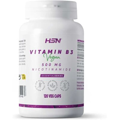 HSN Nicotinamida 500mg - 120 cápsulas vegetales - Suplemento dietético HSN Nicotinamida 500mg - 120 cápsulas vegetales - Suplemento dietético