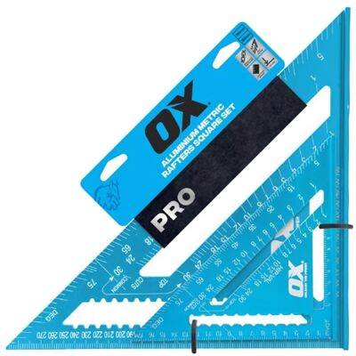 Ox Tools Ox Pro Aluminium Roofer Metric Rafters Square Twin Pack 180mm & 300mm - Square Ox Tools Ox Pro Aluminium Roofer Metric Rafters Square Twin Pack 180mm & 300mm - Square