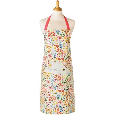 Cooksmart Bee Happy Apron - Floral Cotton - One Size Cooksmart Bee Happy Apron - Floral Cotton - One Size