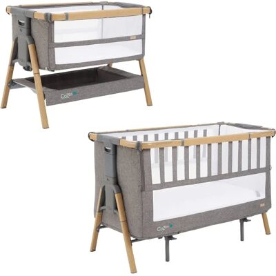 Tutti Bambini Cozee XL Bedside Crib & Cot Bundle - Oak/Charcoal Tutti Bambini Cozee XL Bedside Crib & Cot Bundle - Oak/Charcoal