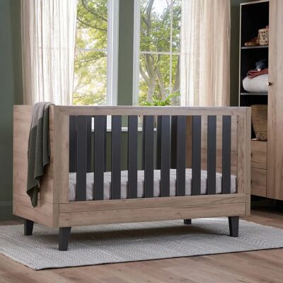 Tutti Bambini Como Cot Bed - Distressed Oak/Slate Grey - Cot Bed Tutti Bambini Como Cot Bed - Distressed Oak/Slate Grey - Cot Bed