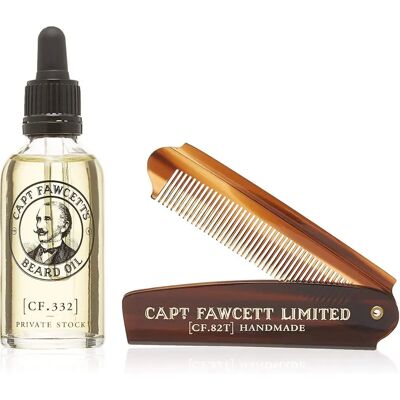 Captain Fawcett Private Stock Beard Oil - Beard Oil & Comb Set Captain Fawcett Private Stock Beard Oil - Beard Oil & Comb Set