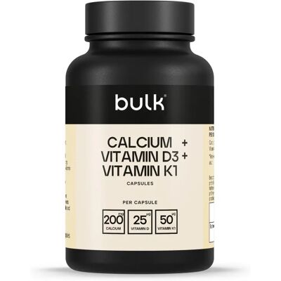 BULK POWDERS Calcium, Vitamin D3 & K1 Capsules - Supplements BULK POWDERS Calcium, Vitamin D3 & K1 Capsules - Supplements