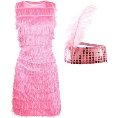 I Love Fancy Dress - Front Fringed Flapper Dress - Pink - Small I Love Fancy Dress - Front Fringed Flapper Dress - Pink - Small