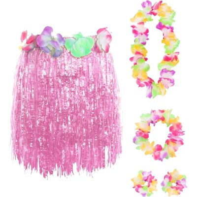I Love Fancy Dress Pink Hawaiian Costume - 40cm Skirt, Lei, Headband I Love Fancy Dress Pink Hawaiian Costume - 40cm Skirt, Lei, Headband