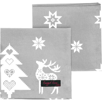 Ragged Rose Natalie Zilveren Kerstservetten - Servetten Ragged Rose Natalie Zilveren Kerstservetten - Servetten