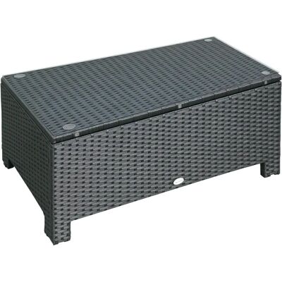 Outsunny Black Rattan Garden Coffee Table - Tempered Glass, Stable Frame Outsunny Black Rattan Garden Coffee Table - Tempered Glass, Stable Frame