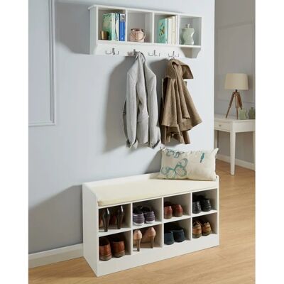 GFW Kempton White Shoe Storage Bench - Hallway Organizer GFW Kempton White Shoe Storage Bench - Hallway Organizer
