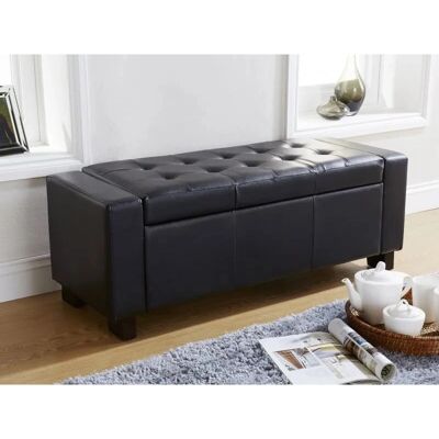GFW Verona Ottoman Storage Bench - Black Faux Leather GFW Verona Ottoman Storage Bench - Black Faux Leather