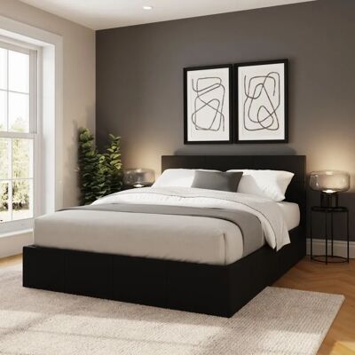 GFW Marikina Double Black Faux Leather Ottoman Bed - Bed Frame GFW Marikina Double Black Faux Leather Ottoman Bed - Bed Frame