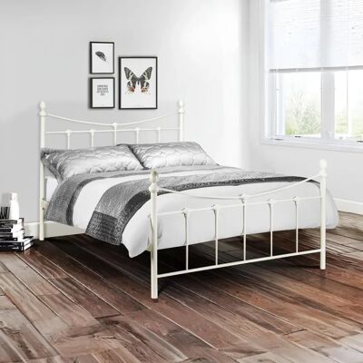 Julian Bowen Rebecca 4ft6 Double Stone White Metal Bed Frame Julian Bowen Rebecca 4ft6 Double Stone White Metal Bed Frame