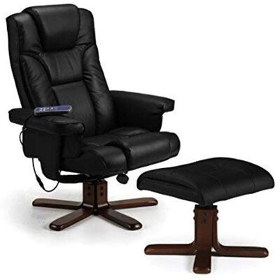 Julian Bowen Malmo Black Massager Recliner Chair - Recliner Chair with Footstool Julian Bowen Malmo Black Massager Recliner Chair - Recliner Chair with Footstool