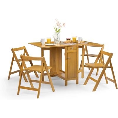Only Oak Furniture Savoy Table à Manger en Chêne Pliable et Ensemble de 4 Chaises - Ensemble de Table et Chaises - Publicité Only Oak Furniture Savoy Table à Manger en Chêne Pliable et Ensemble de 4 Chaises - Ensemble de Table et Chaises - Publicité