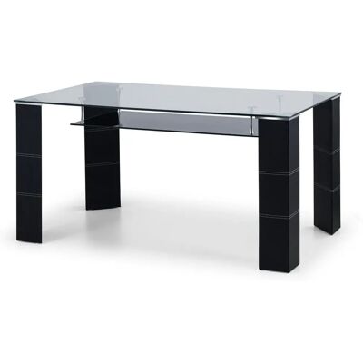 Julian Bowen Greenwich 150cm Glass and Leather Dining Table - Dining Table Julian Bowen Greenwich 150cm Glass and Leather Dining Table - Dining Table