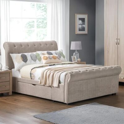 Julian Bowen Ravello King Size Mink Chenille Fabric Bed Frame - Bed Julian Bowen Ravello King Size Mink Chenille Fabric Bed Frame - Bed