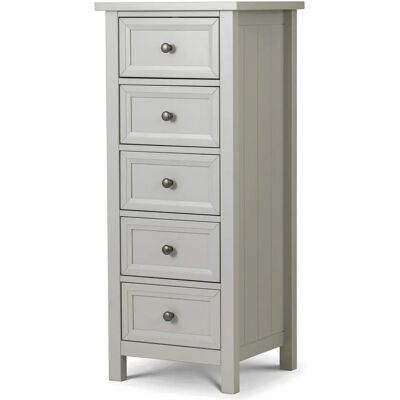Julian Bowen Maine Dove Grey 5 Drawer Tall Narrow Chest of Drawers - Wysoka, wąska komoda Julian Bowen Maine Dove Grey 5 Drawer Tall Narrow Chest of Drawers - Wysoka, wąska komoda
