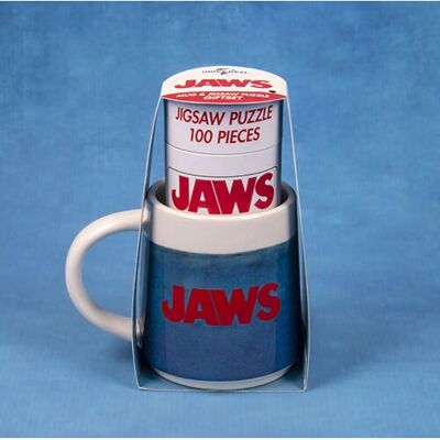 Fizz Creations Jaws Becher & Puzzle-Set - Keramik, Blau, Weiß Fizz Creations Jaws Becher & Puzzle-Set - Keramik, Blau, Weiß