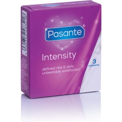 Pasante Intensity Condoms - Ribbed & Dotted - 3 pcs Pasante Intensity Condoms - Ribbed & Dotted - 3 pcs